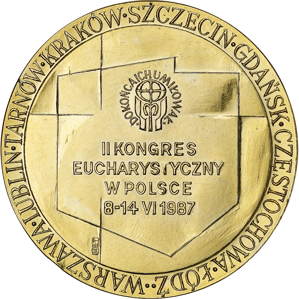 Polen, Medaille, Congrès Eucharistique de Lodz, Jean-Paul II, 1987, Copper