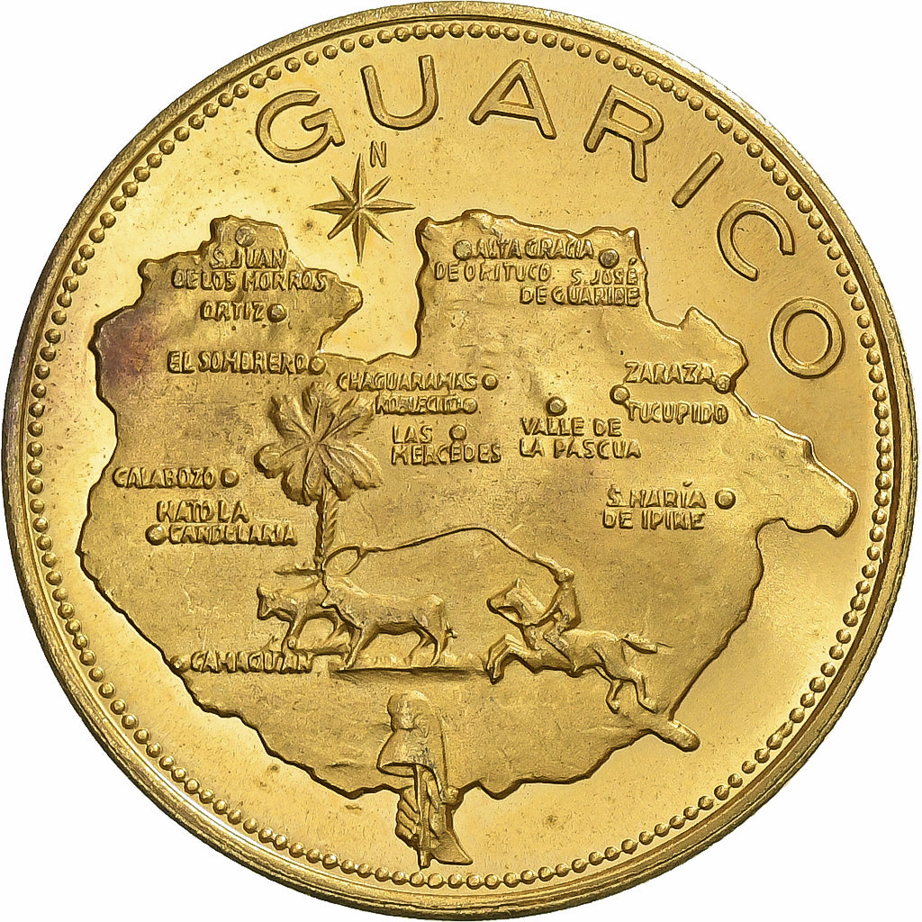 Venezuela, Medaille, Guarico, Simon Bolivar, Copper Gilt, VZ