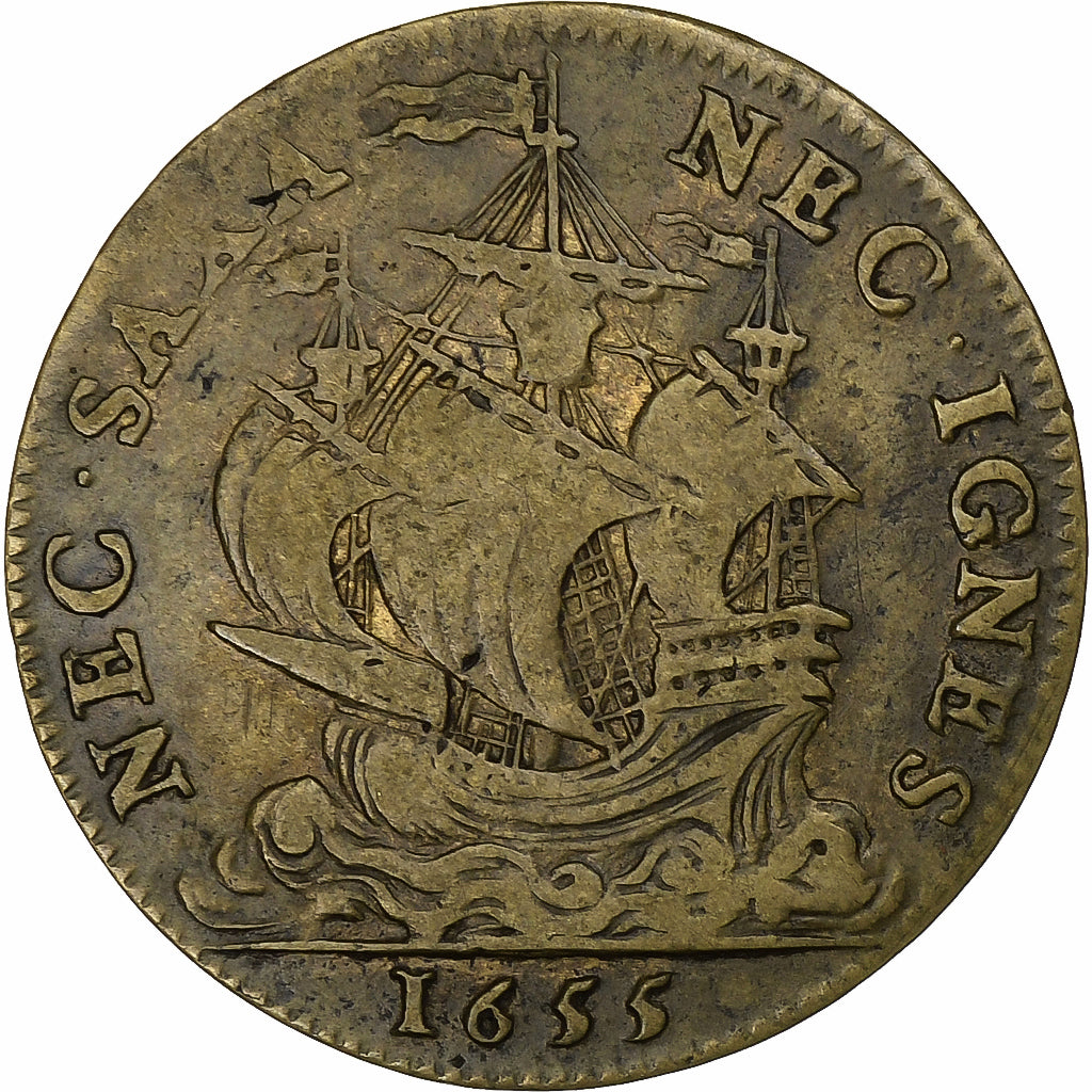 França, Token, Echevinage Parisien, Alexandre de Sève, Prévost, 1655, Latão