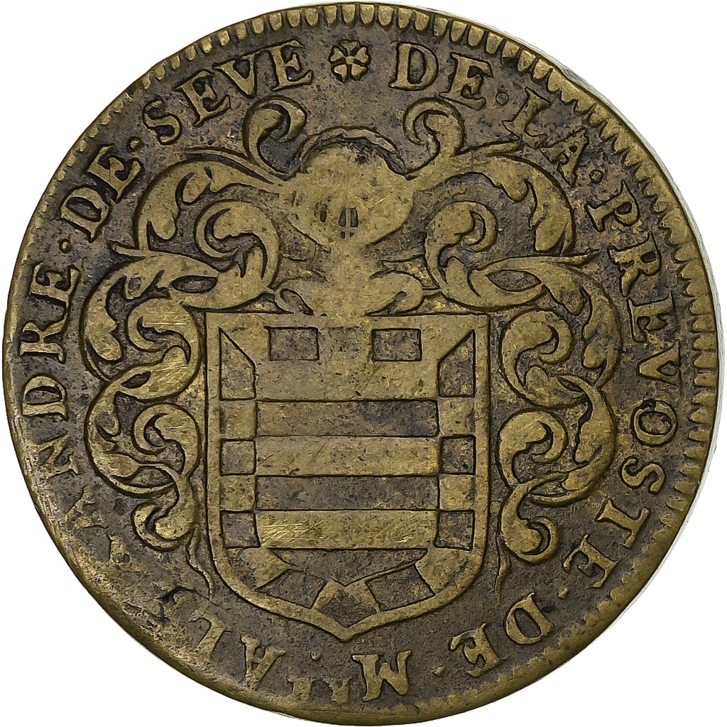 França, Token, Echevinage Parisien, Alexandre de Sève, Prévost, 1655, Latão