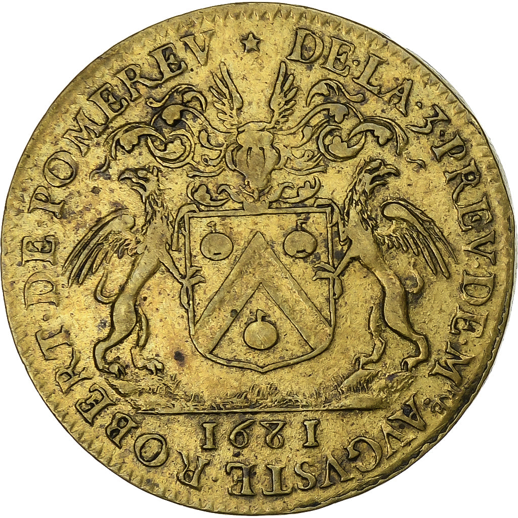 França, Token, Prévôt de Paris, Henri de Fourcy, 1681, Latão, VF(30-35)