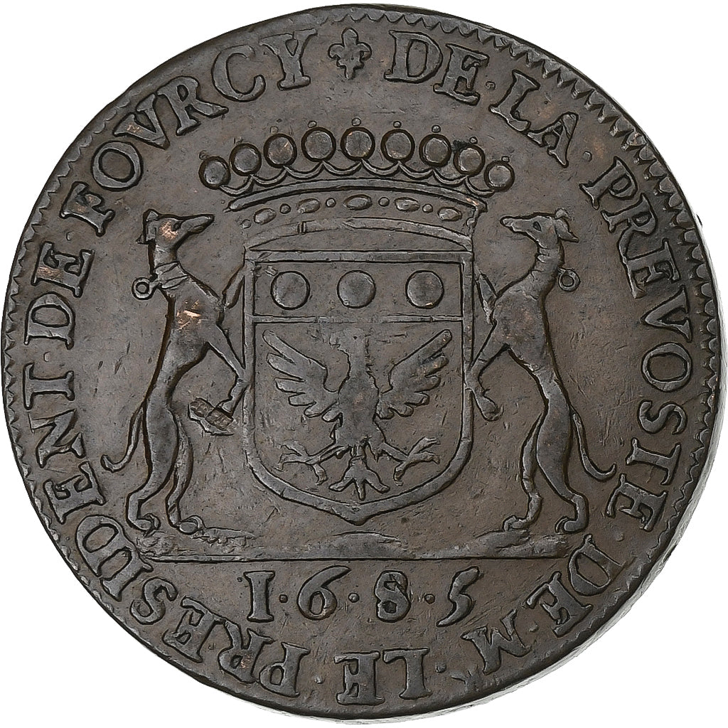 France, Jeton, Prévôt de Paris, Henri de Fourcy, 1685, Cuivre, TTB