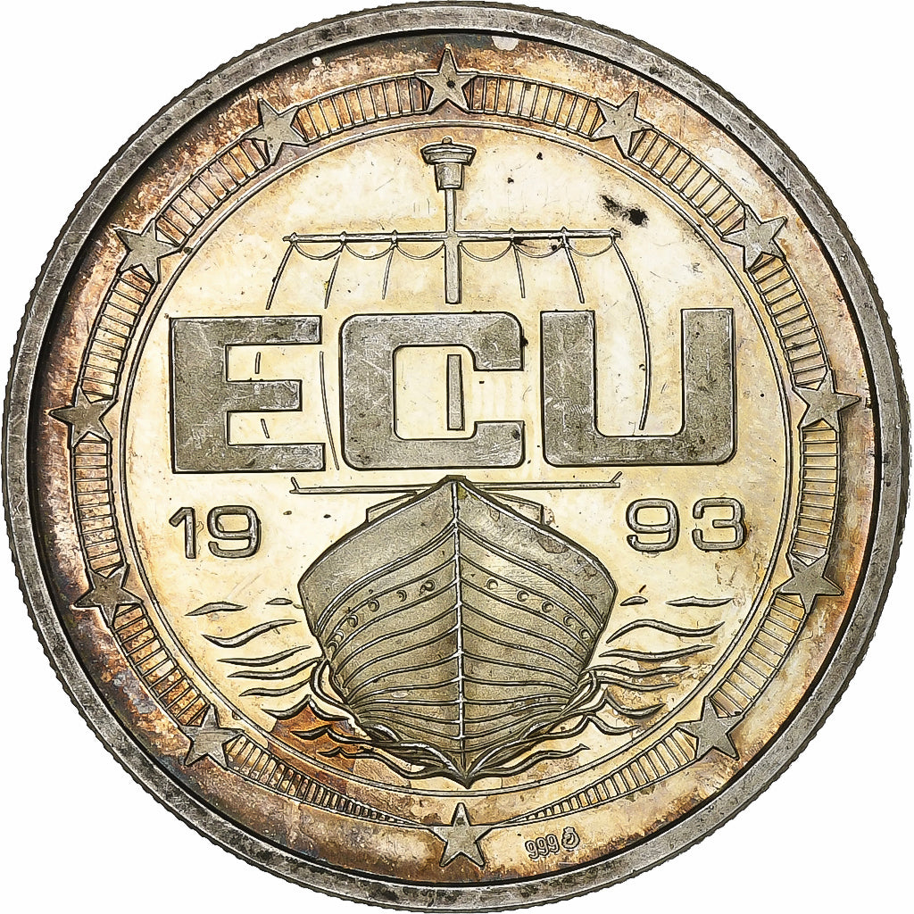 Denmark, Medal, Ecu, Copenhague, 1993, Silver, AU(55-58)