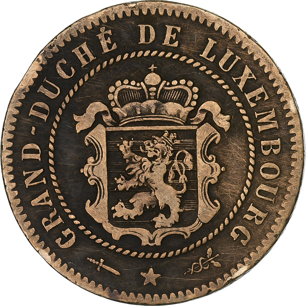 Luxemburgo, William III, 5 Centimes, 1870, Utrecht, Bronze, VF(30-35), KM:22.1