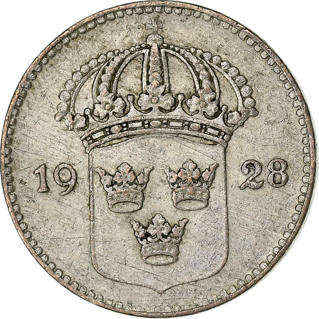 Sweden, Gustaf V, 10 Öre, 1928, Silver, EF(40-45), KM:780