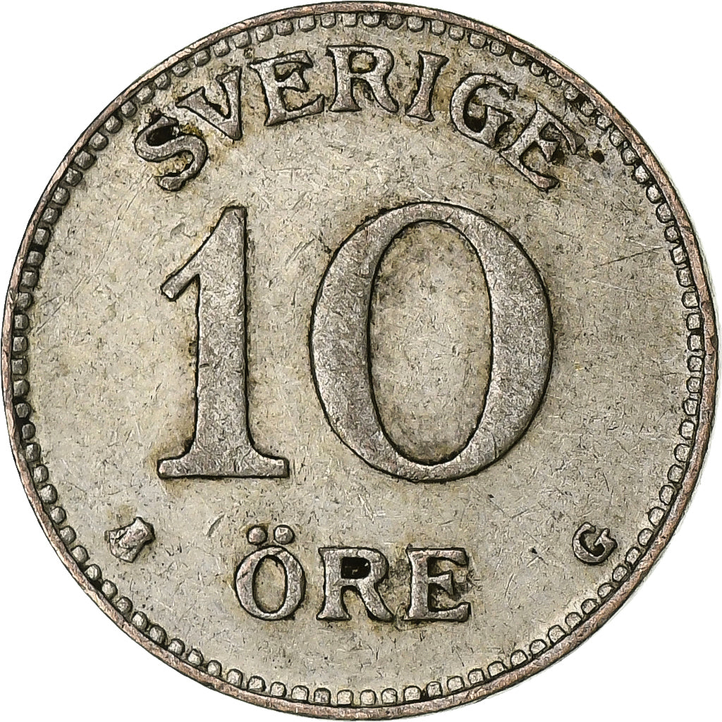 Sweden, Gustaf V, 10 Öre, 1928, Silver, EF(40-45), KM:780