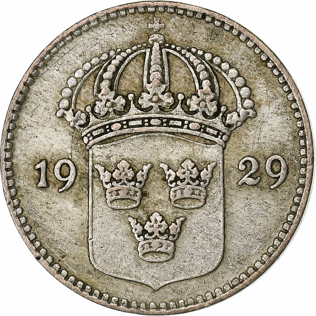 Suecia, Gustaf V, 10 Öre, 1929, Plata, MBC, KM:780