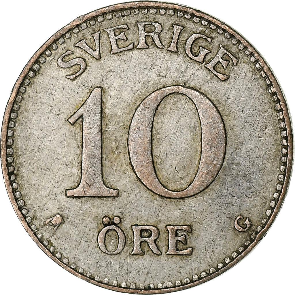 Suecia, Gustaf V, 10 Öre, 1929, Plata, MBC, KM:780