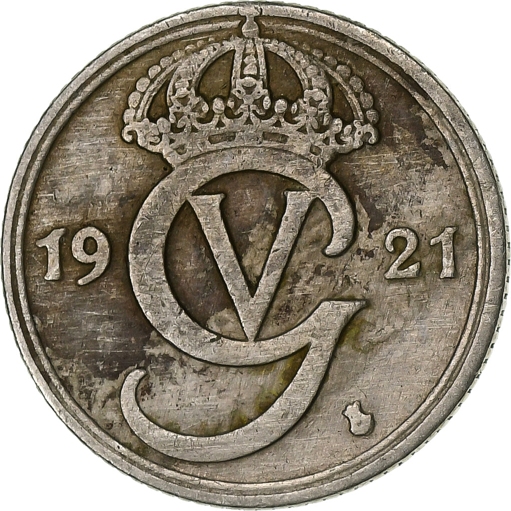Suecia, 10 Öre, 1921, Níquel - latón, MBC