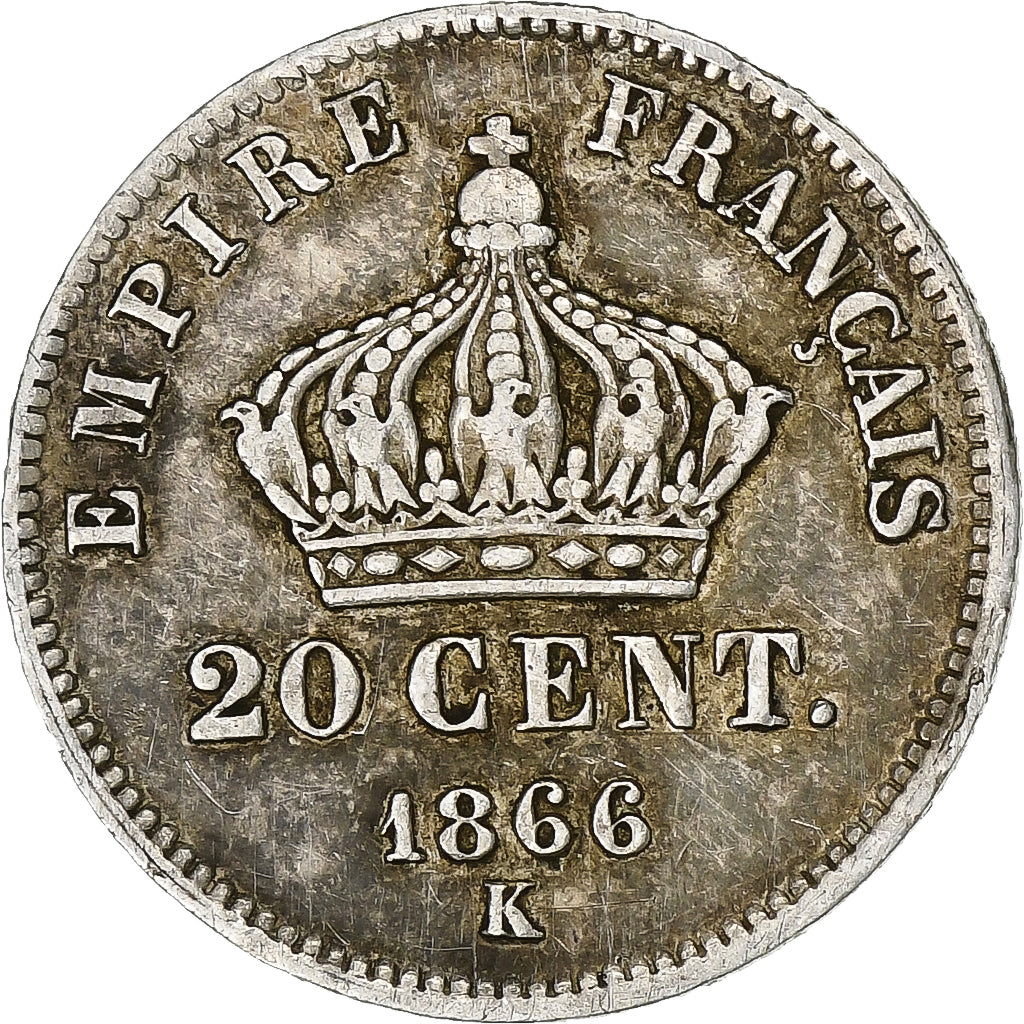 Coin, France, Napoleon III, Napoléon III, 20 Centimes, 1866, Bordeaux