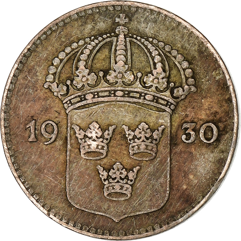 Suecia, Gustaf V, 10 Öre, 1930, Plata, MBC, KM:780