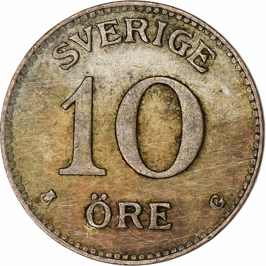 Suecia, Gustaf V, 10 Öre, 1930, Plata, MBC, KM:780
