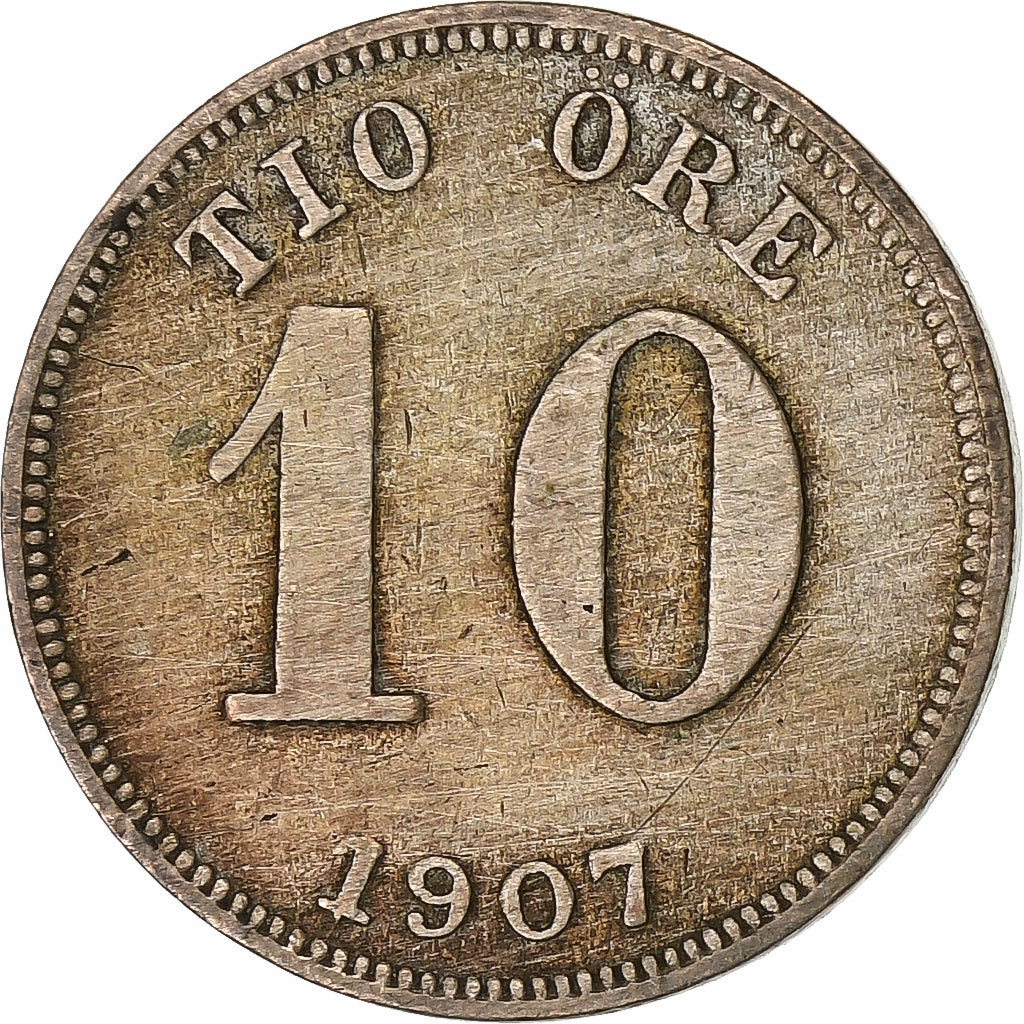 Svezia, Oscar II, 10 Öre, 1907, Argento, MB+, KM:774