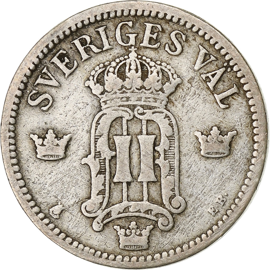 Svezia, Oscar II, 25 Öre, 1907, Argento, MB+, KM:775