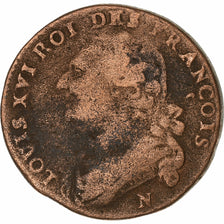 France, 12 Deniers, 12 deniers françois, 1792, Montpellier, Bronze, VF(20-25)