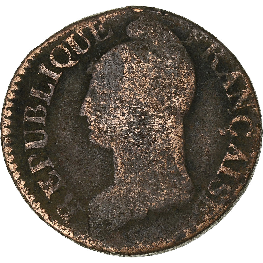 Frankreich, 5 Centimes, Dupré, AN 8, Metz, Bronze, SGE+, Gadoury:126a