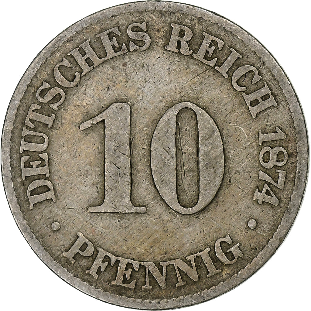 DUITSLAND - KEIZERRIJK, Wilhelm I, 10 Pfennig, 1874, Frankfurt, Cupro-nikkel