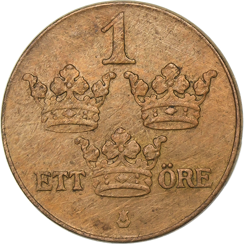 Sweden, Gustaf V, Ore, 1933, Copper, EF(40-45)