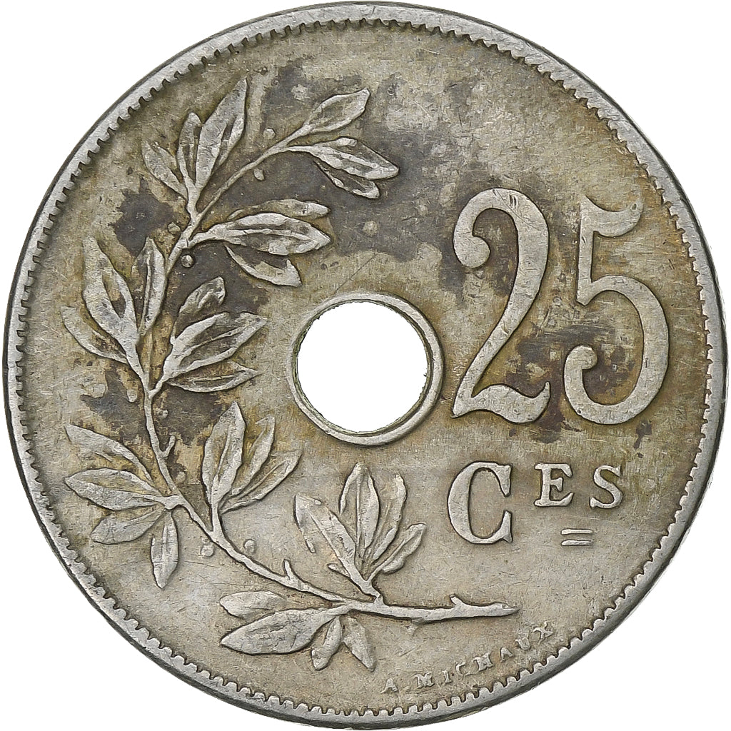 België, 25 Centimes, 1909, Cupro-nikkel, ZF, KM:62