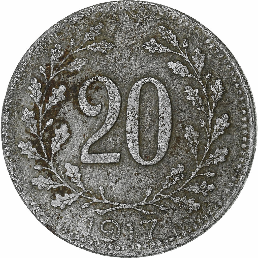 Austria, Karl I, 20 Heller, 1917, Hierro, BC+, KM:2826