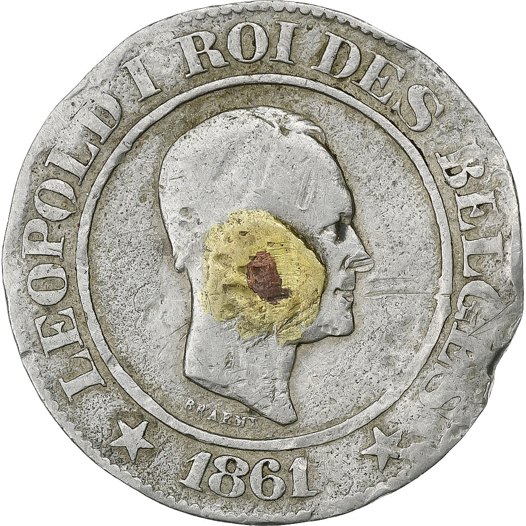 Belgium, Token, Léopold Ier, 20 Centimes modifiée en Bouton,, 1861