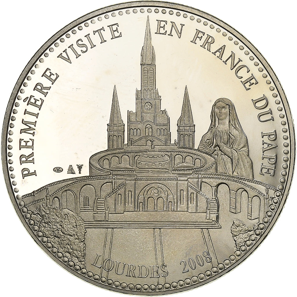 Watykan, medal, Première Visite du Pape Benoit XVI en France, Lourdes, 2008