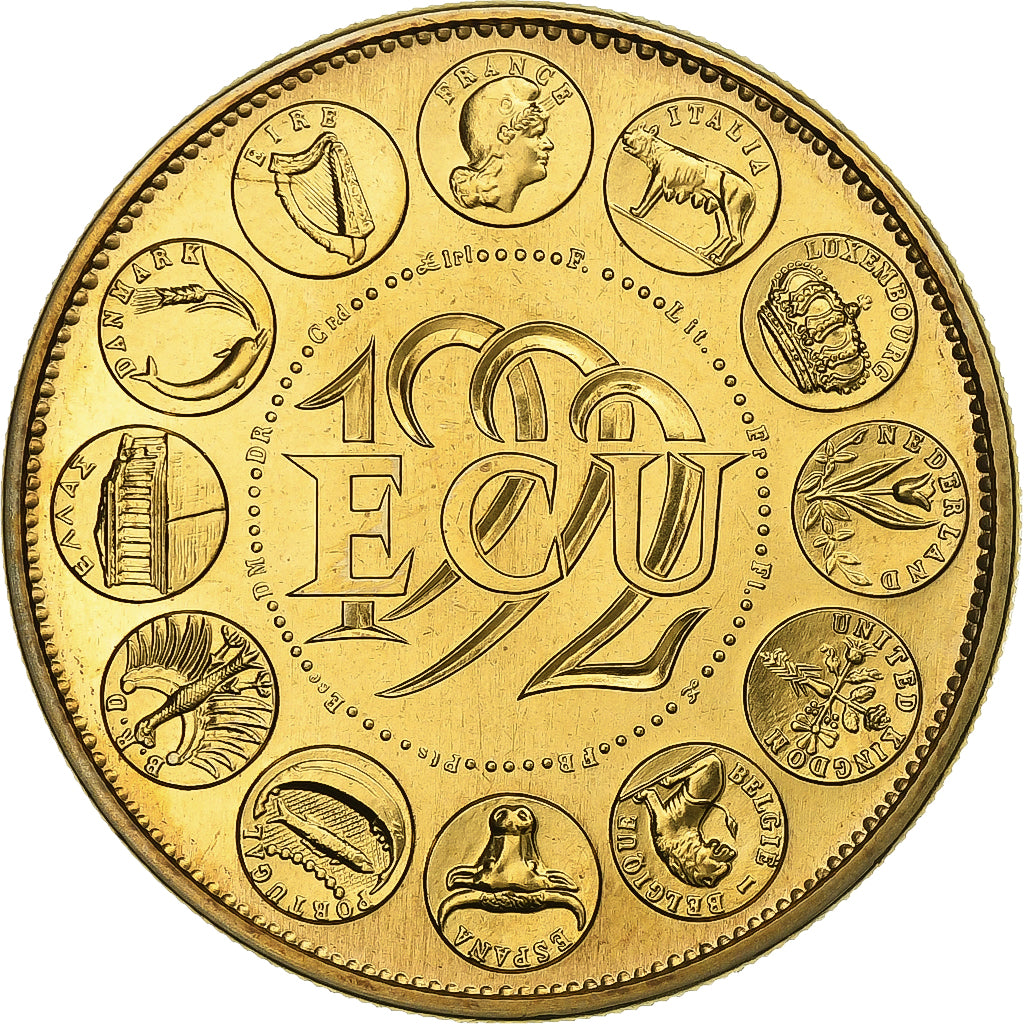Francia, medaglia, Ecu Europa, Marianne, 1992, Bronze Florentin, Rodier, FDC