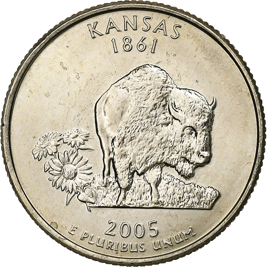 Estados Unidos, Quarter, Quarter Dollar, 2005, Philadelphia, Kansas 1861, Cobre