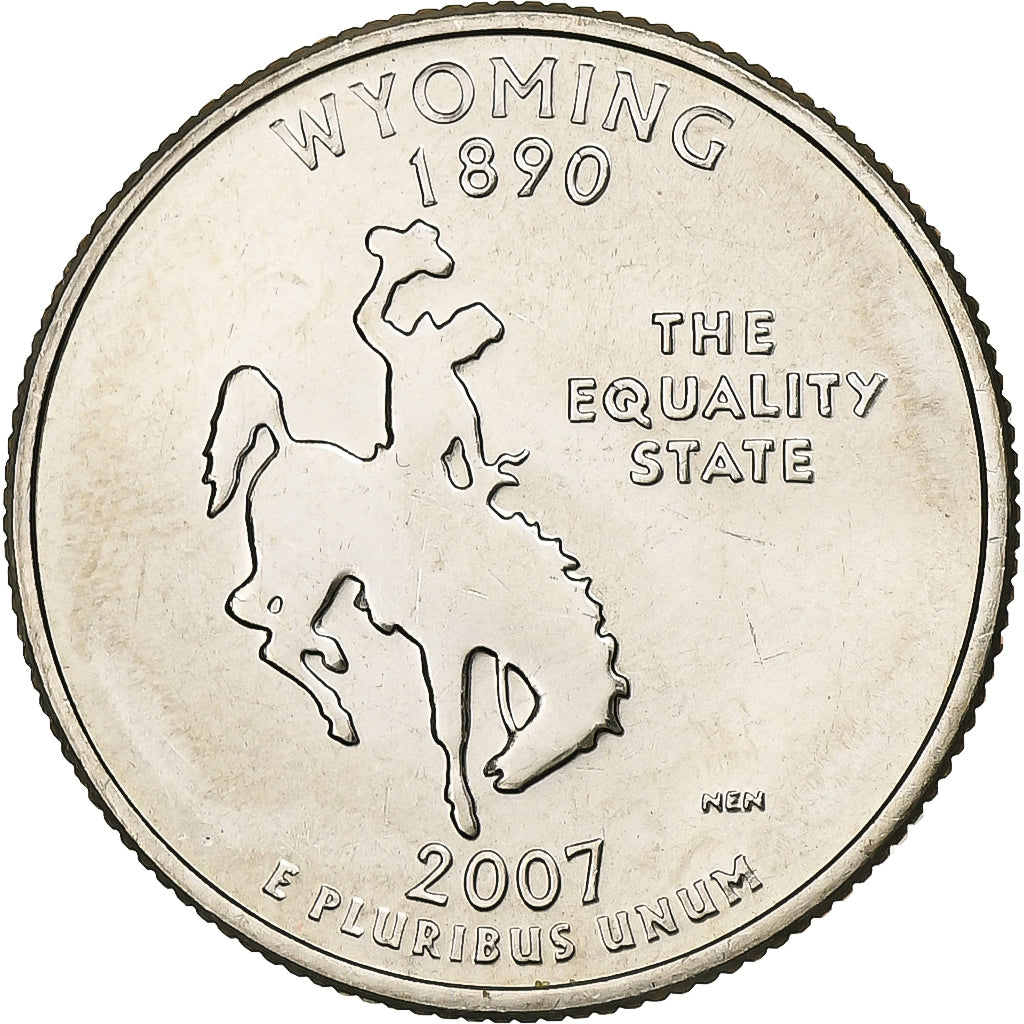 Stati Uniti, quarter dollar, Wyoming, 2007, Denver, Rame ricoperto in
