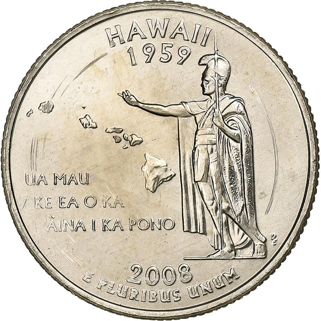 États-Unis, Quarter, Quarter Dollar, 2008, Denver, Hawaii 1959, Cupronickel