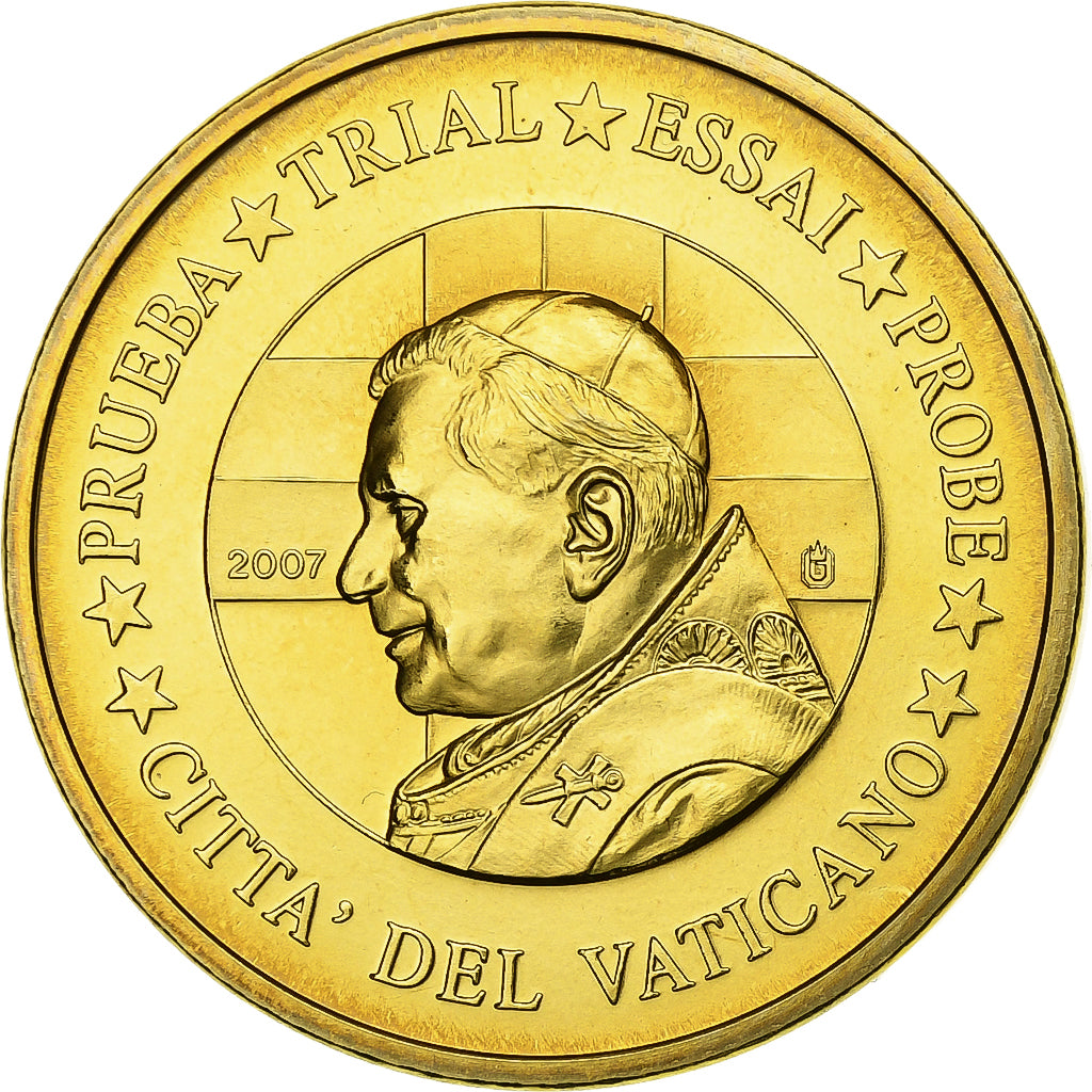 Vaticano, medalha, 50 C, Essai-Trial Benoit XVI, 2007, Latão, MS(65-70)