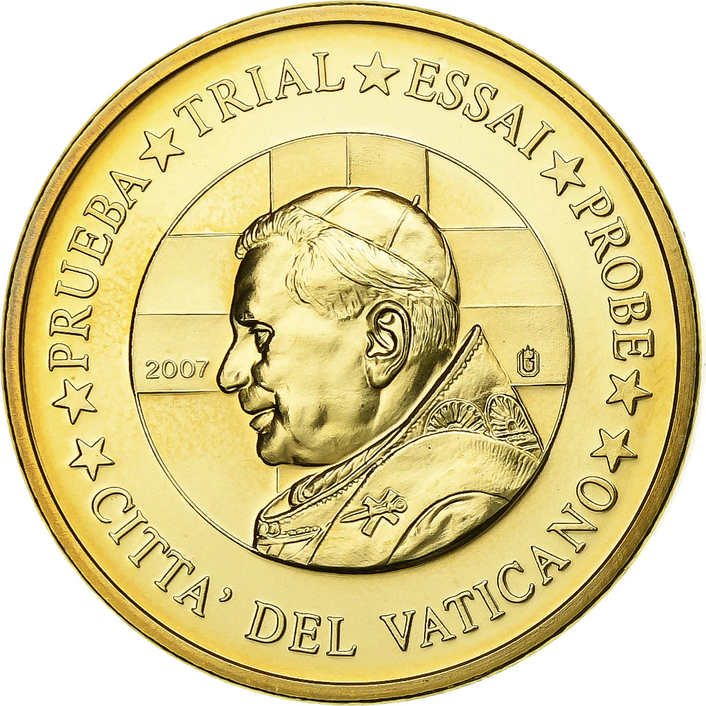 Vaticano, medalha, 20 C, Essai-Trial Benoit XVI, 2007, Latão, MS(65-70)