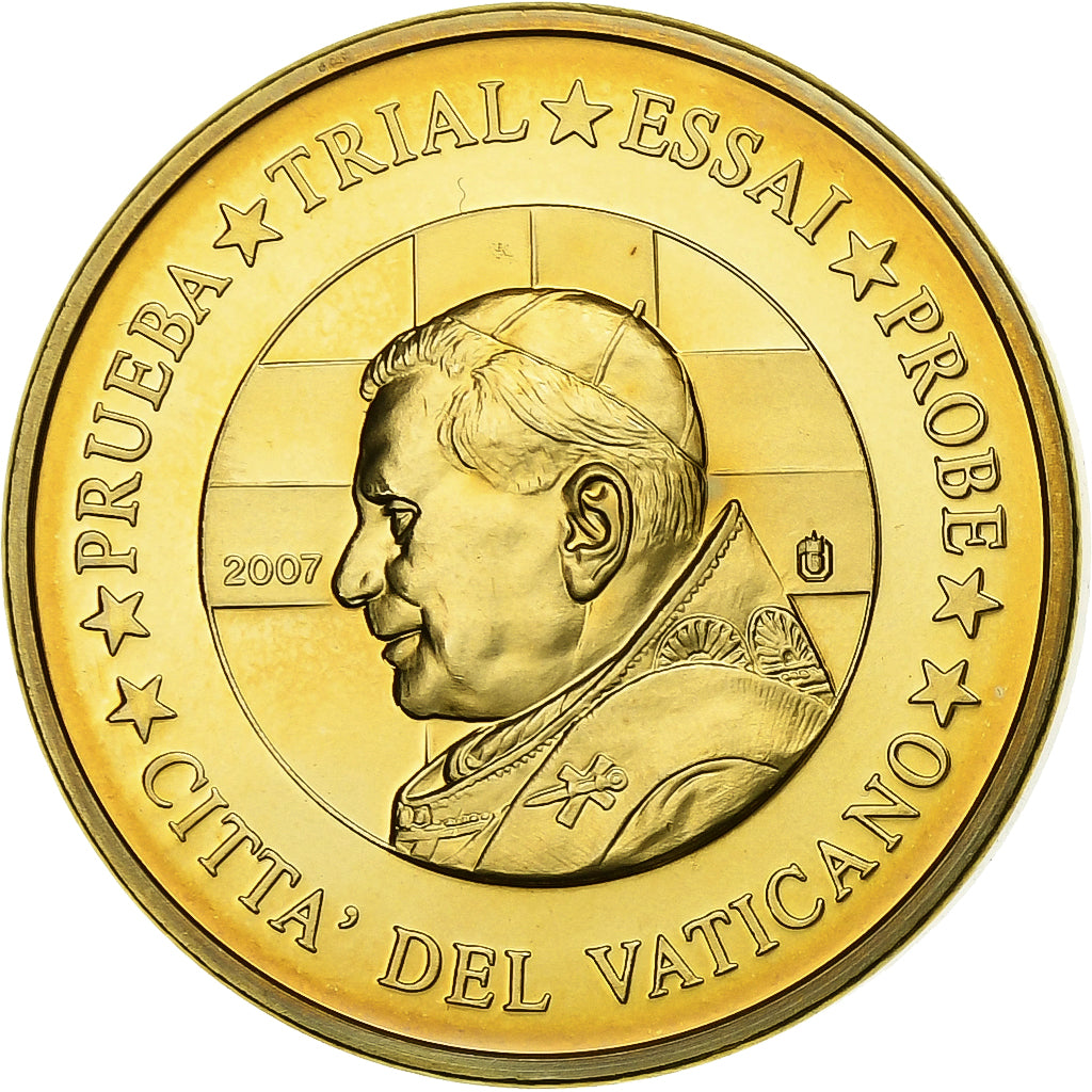 Watykan, medal, 10 C, Essai-Trial Benoit XVI, 2007, Mosiądz, MS(65-70)
