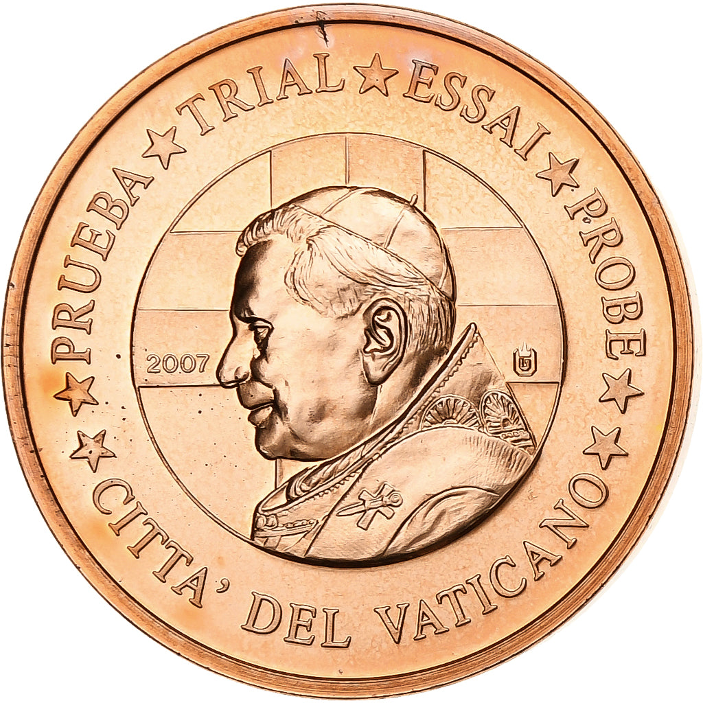 Vaticano, medalha, 2 C, Essai-Trial Benoit XVI, 2007, Cobre, MS(65-70)
