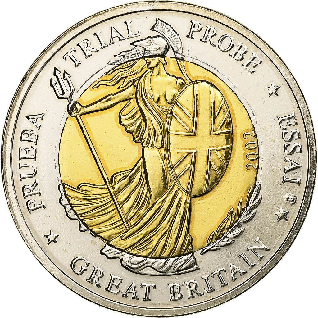 Gran Bretagna, medaglia, 2 E, Essai-Trial, 2002, Bimetallico, FDC