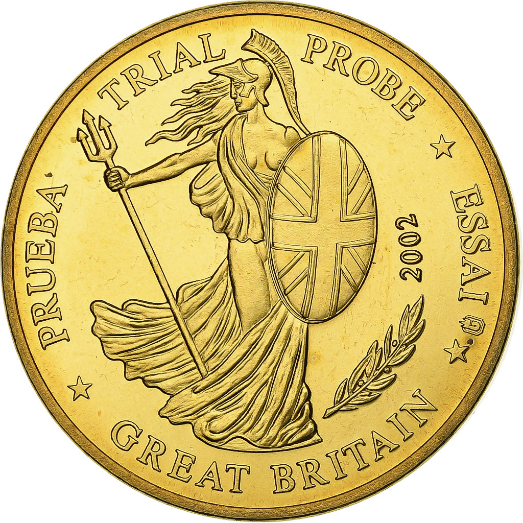Great Britain, Medal, 50 C, Essai Trial, 2002, Copper-Nickel Gilt, MS(65-70)