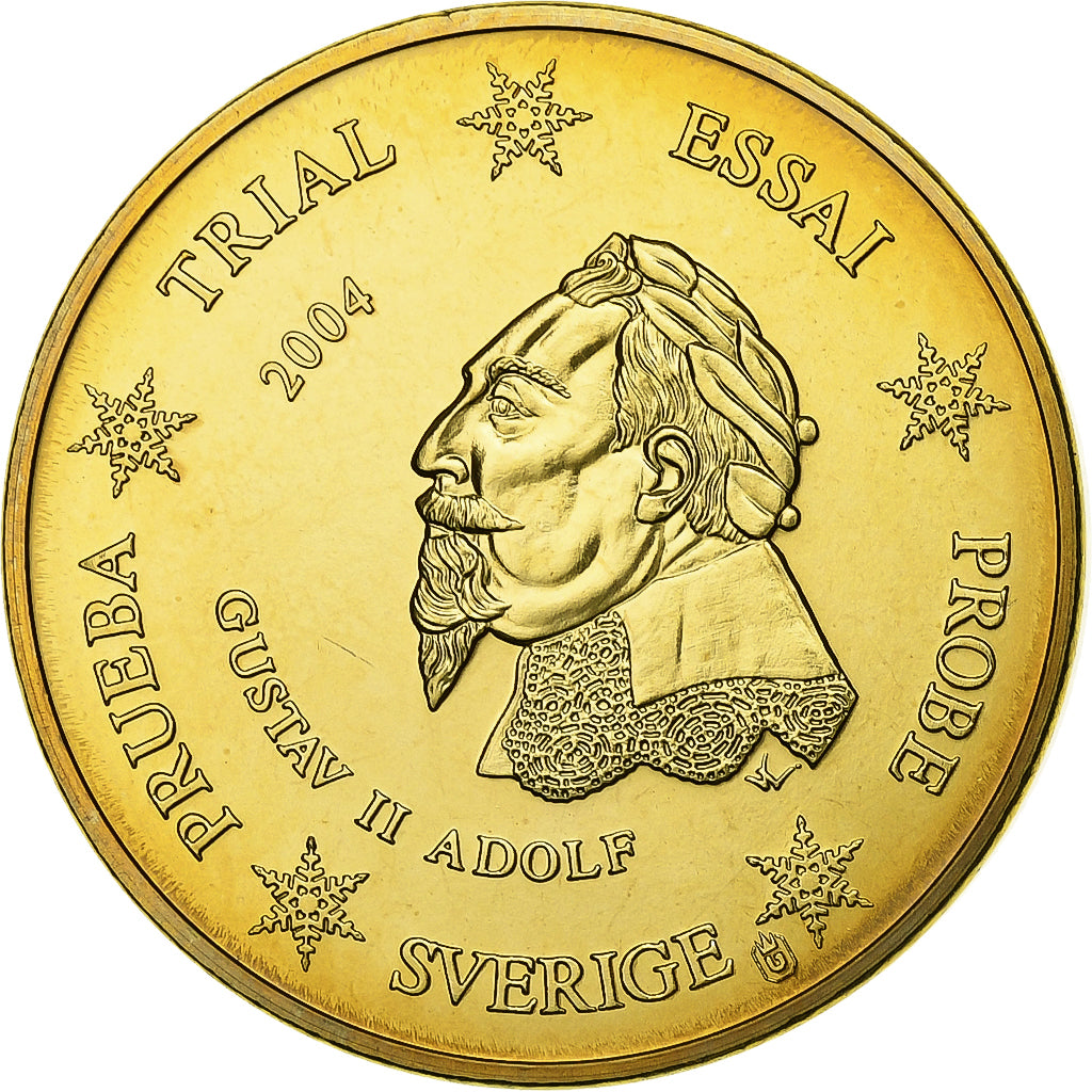Suecia, medalla, 50 C, Essai Trial, 2004, Cobre - níquel dorado, Gustav II, FDC