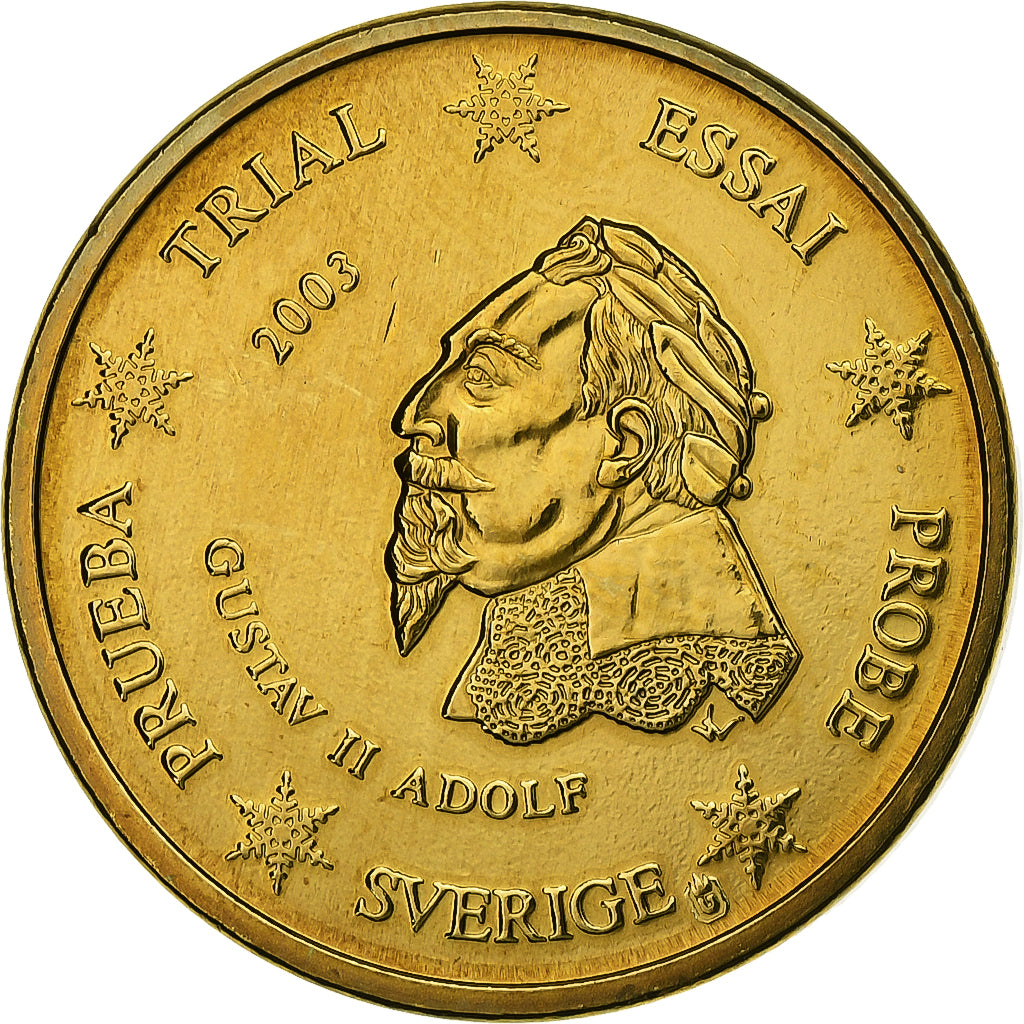 Sweden, Medal, 20 C, Essai-Trial, 2003, Copper-Nickel Gilt, Gustav II, MS(65-70)