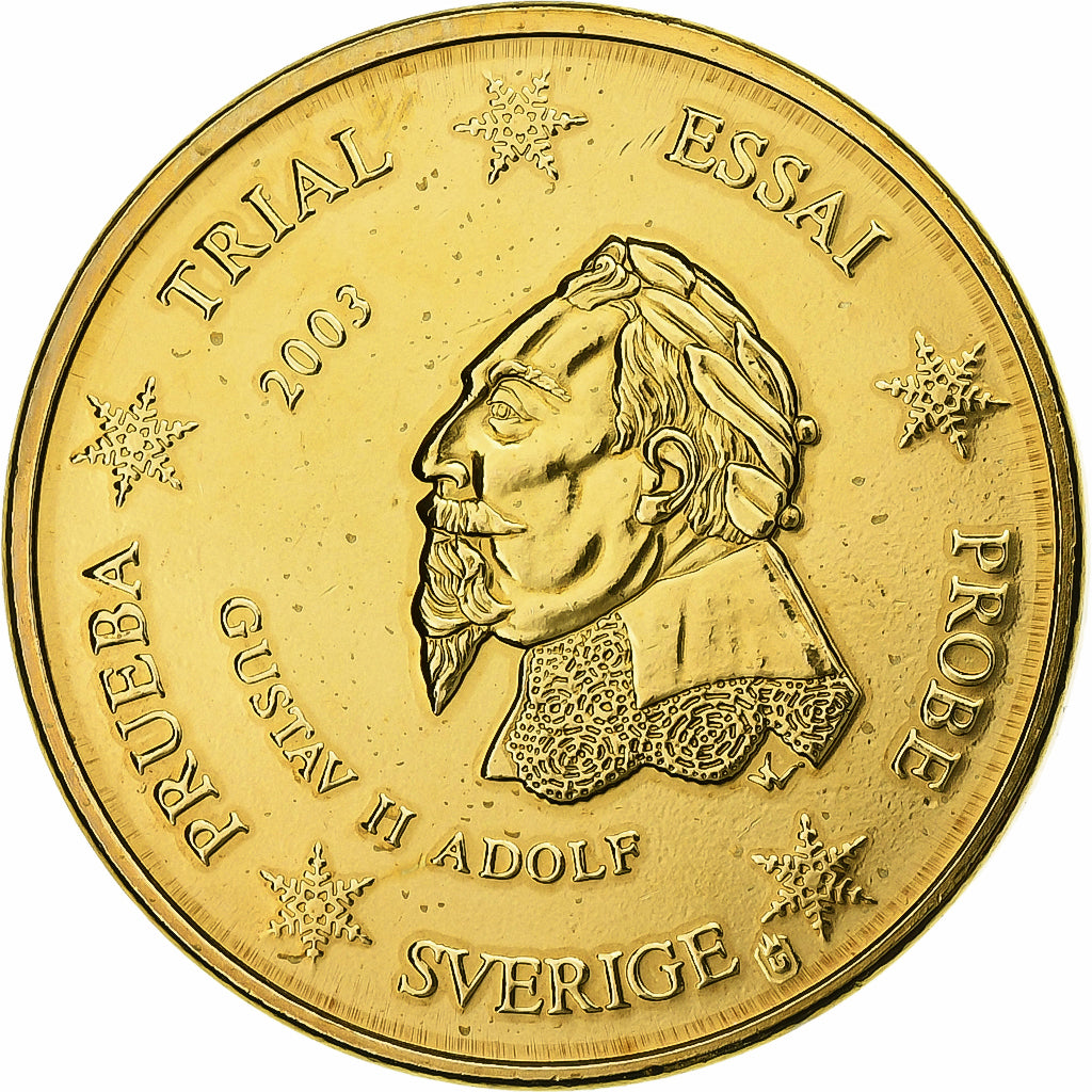 Schweden, Medaille, 50 C, Essai Trial, 2003, Copper-Nickel Gilt, Gustav II, STGL