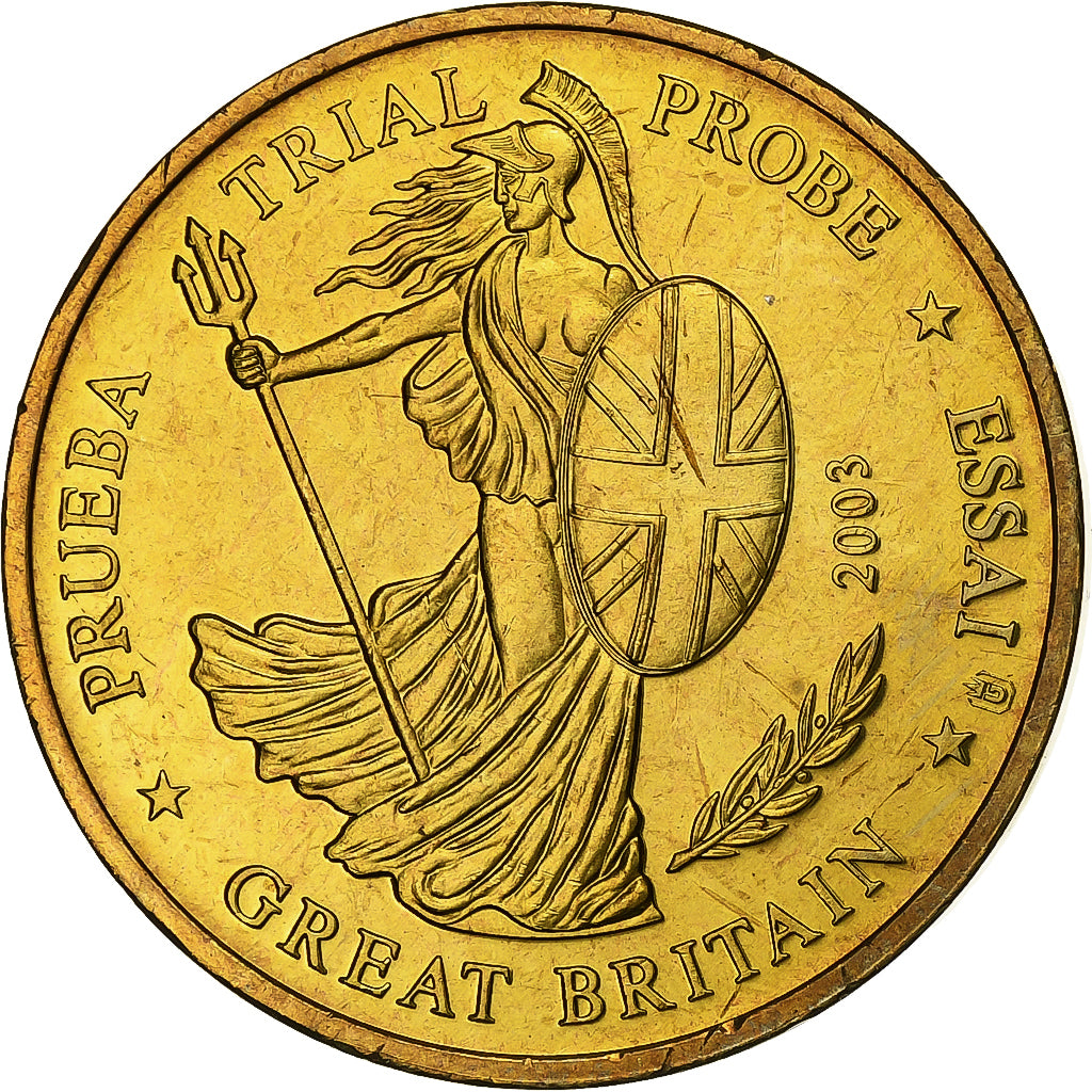 Great Britain, Medal, 50 C, Essai Trial, 2003, Copper-Nickel Gilt, MS(65-70)