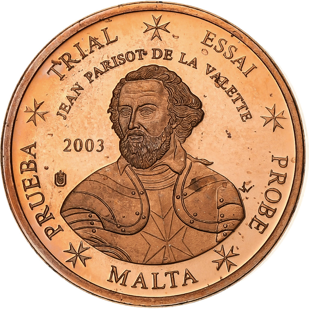 Malta, 2 Euro Cent, PRUEBA-TRIAL ESSAI., 2003, Copper Plated Steel, UNC-