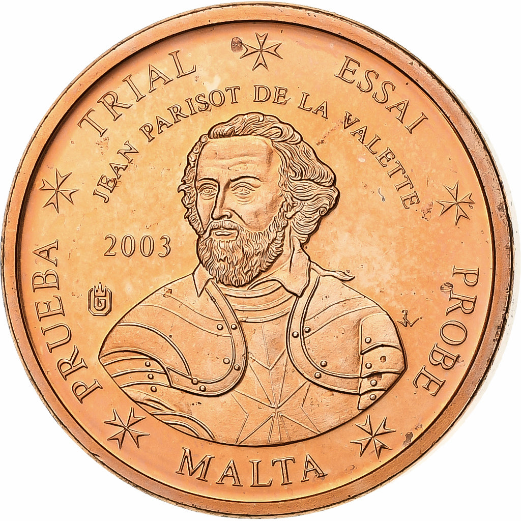 Malta, Euro Cent, PRUEBA-TRIAL ESSAI., 2003, Copper Plated Steel, FDC