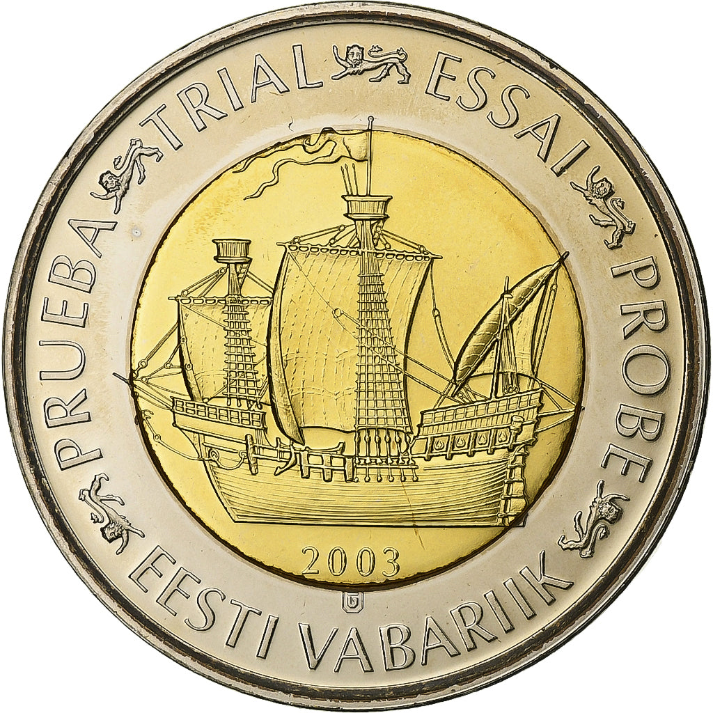 Estonia, Medal, 2 E, Essai-Trial, 2003, Exonumia, MS(65-70), Bimetaliczny