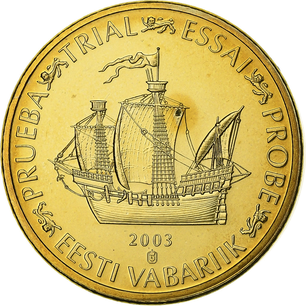 Estonia, Medaille, 10 C, Essai-Trial, 2003, UNZ, Copper-Nickel Gilt