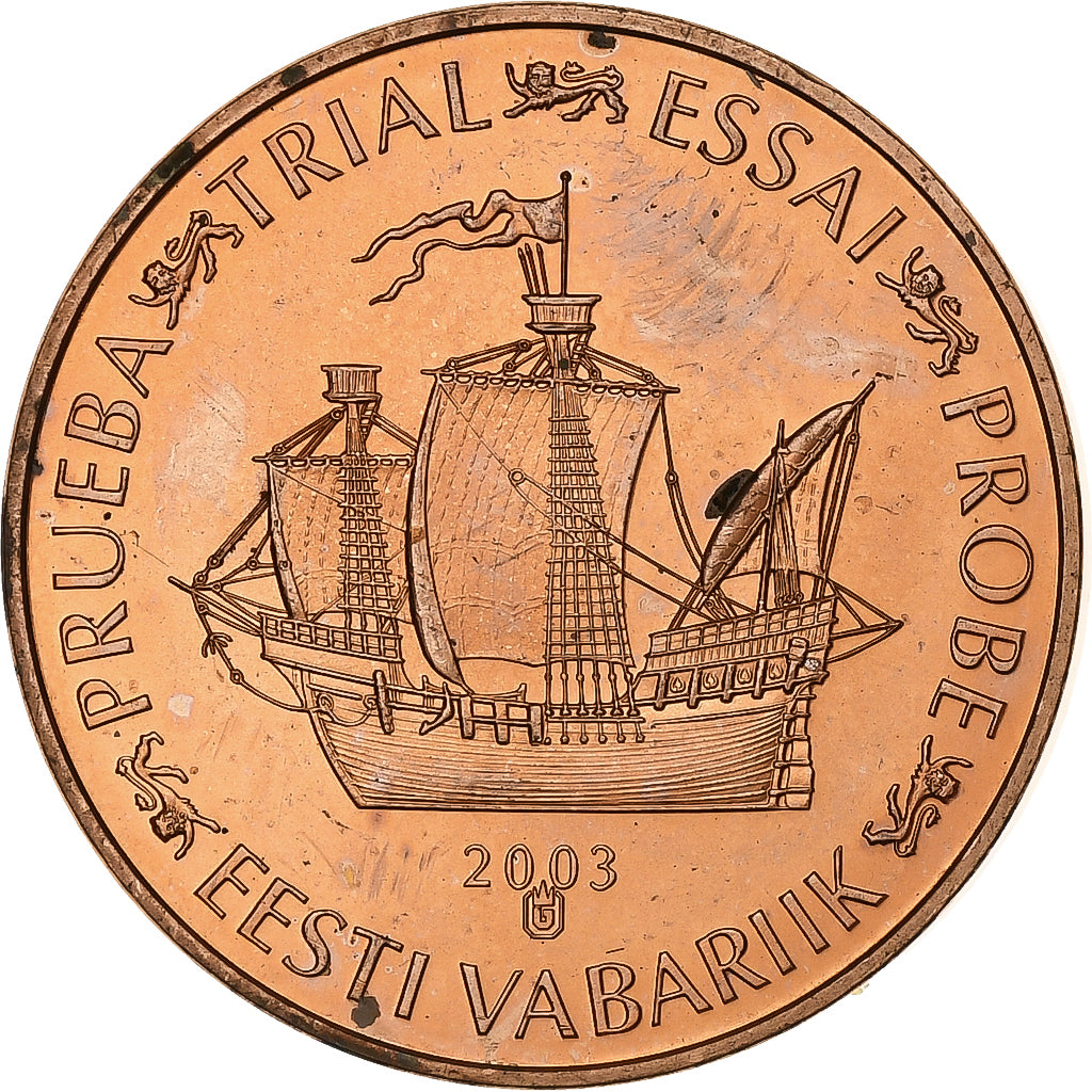 Estonia, Medal, 5 C, Essai-Trial, 2003, Copper, AU(55-58)