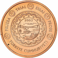 Turkey, Euro Cent, PRUEBA-TRIAL ESSAI., 2003, Copper Plated Steel, MS(65-70)