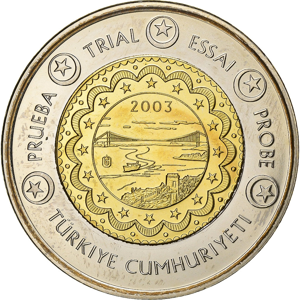 Turkey, 2 Euro, PRUEBA-TRIAL ESSAI., 2003, Bimetallic, MS(65-70)