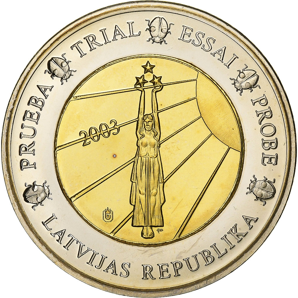 Letonia, medalla, 2 E, Essai-Trial, 2003, Bimetálico, FDC