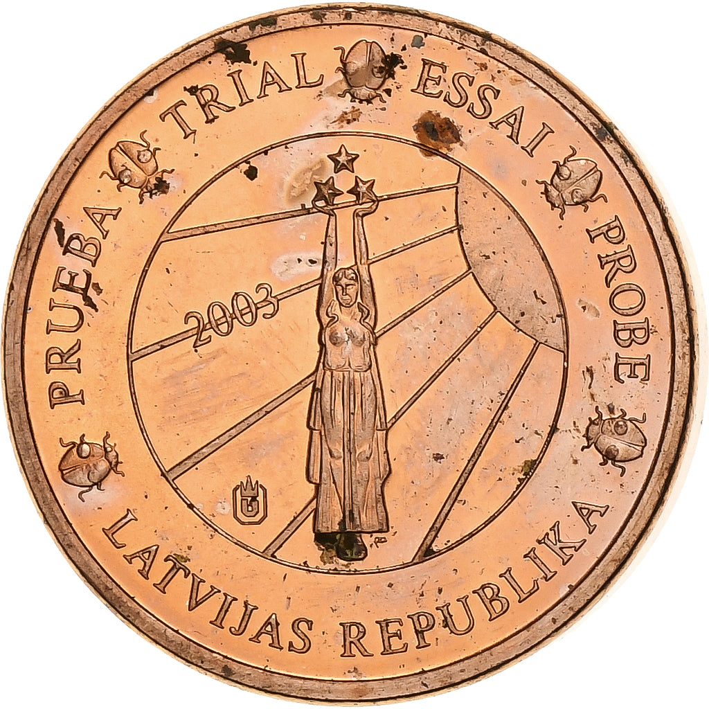 Letonia, medalla, 1 C, Essai Trial, 2003, Cobre, SC