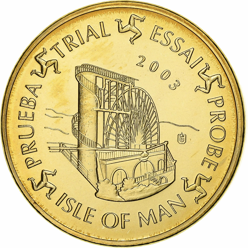 Isle of Man, Medal, 20 C, Essai-Trial, 2003, Copper-Nickel Gilt, MS(63)